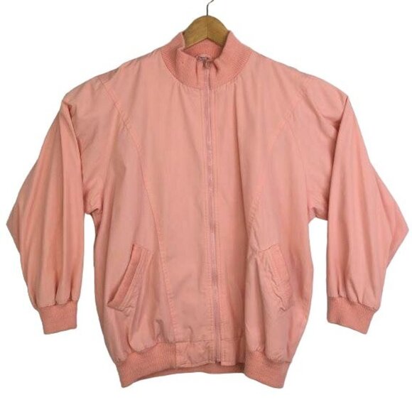 Vintage Country Concepts Bomber Jacket Pink Full Zip 80s 90s Casual Womens L - Picture 12 of 12